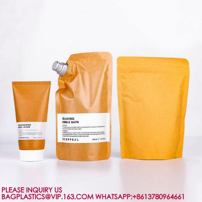 OEM ODM صديقة للبيئة قابلة لإعادة التدوير Kraft Spout Pouch Shampoo العناية بالبشرة مستحضر إعادة تعبئة كيس 3
