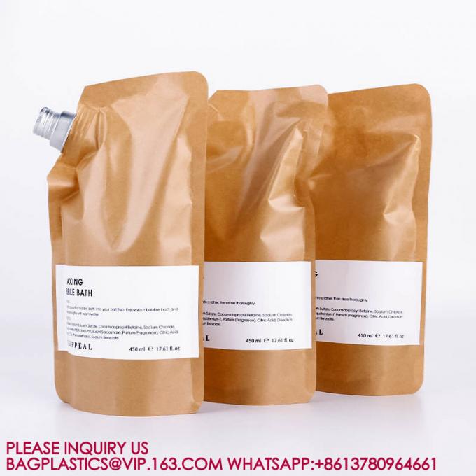 OEM ODM صديقة للبيئة قابلة لإعادة التدوير Kraft Spout Pouch Shampoo العناية بالبشرة مستحضر إعادة تعبئة كيس 2