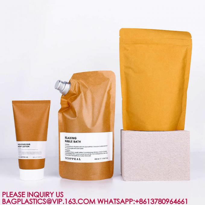 OEM ODM صديقة للبيئة قابلة لإعادة التدوير Kraft Spout Pouch Shampoo العناية بالبشرة مستحضر إعادة تعبئة كيس 1