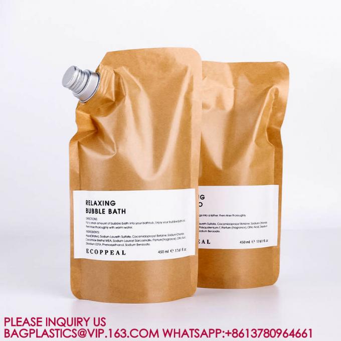 OEM ODM صديقة للبيئة قابلة لإعادة التدوير Kraft Spout Pouch Shampoo العناية بالبشرة مستحضر إعادة تعبئة كيس 0