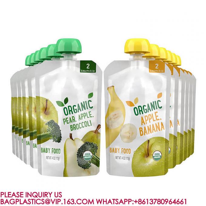 Manufacture Custom Print Liquid Pouches Fruit Juice Jelly Bag Drink Cute Baby Spout Pouch 4